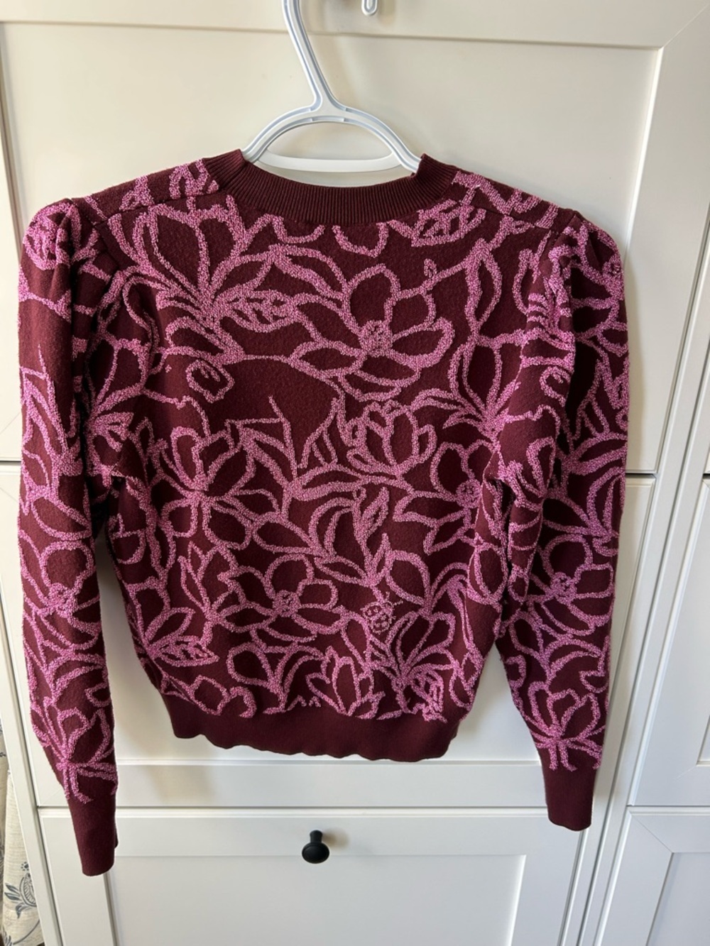 Kate Spade Wine and Pink Metallic Floral Knit Sweater - XS - Picture 7 of 8